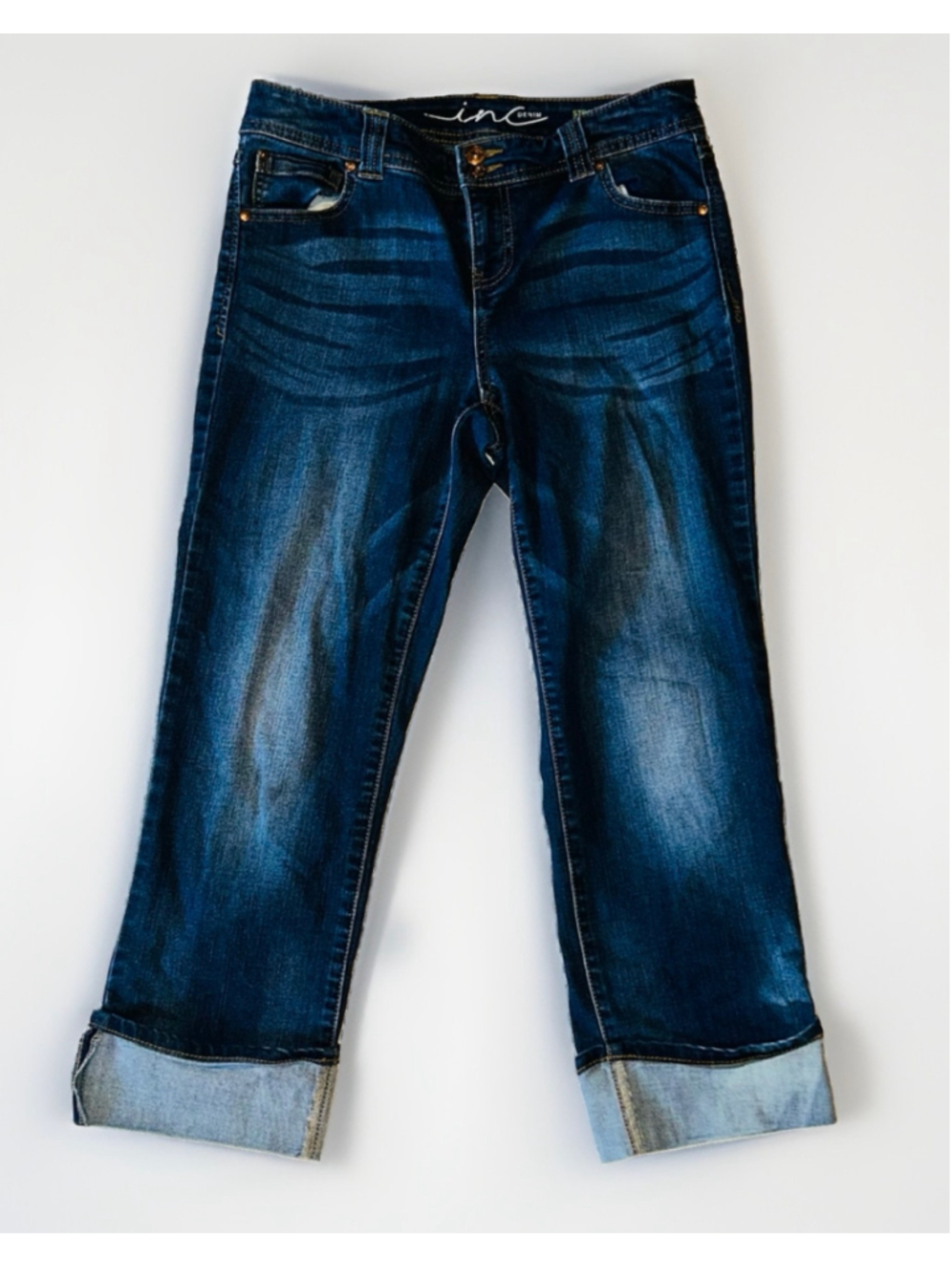 Women's INC Denim Straight Leg Cropped Jeans Size 6 Blue